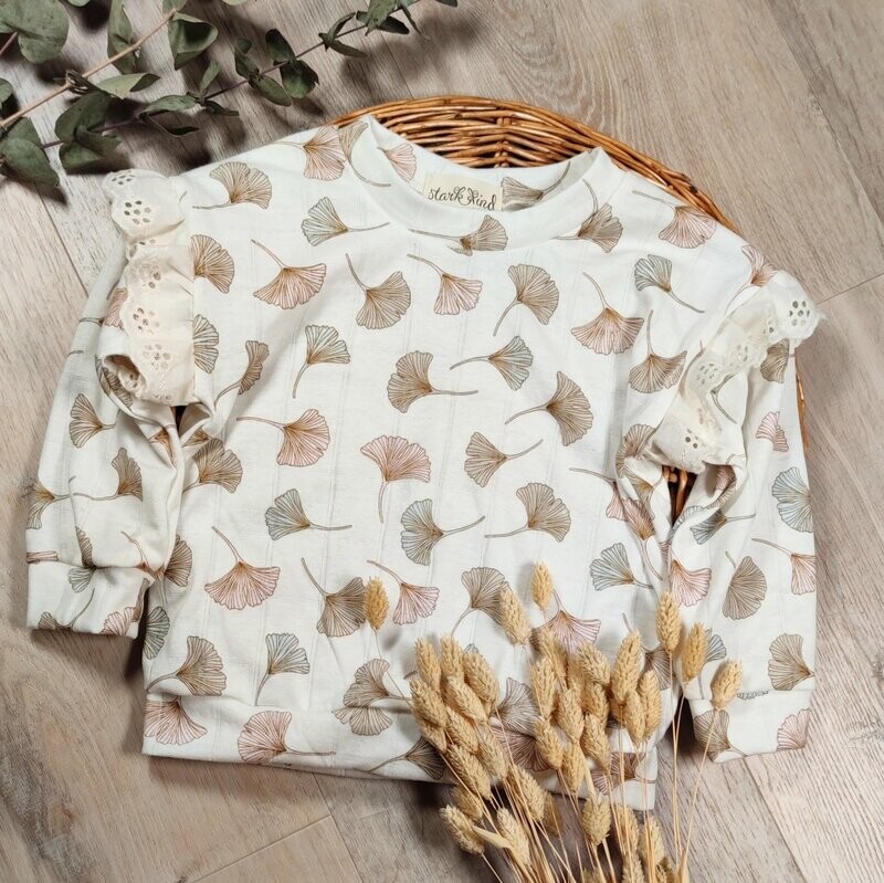 Musselin Pullover mit Volant - Ginkgo