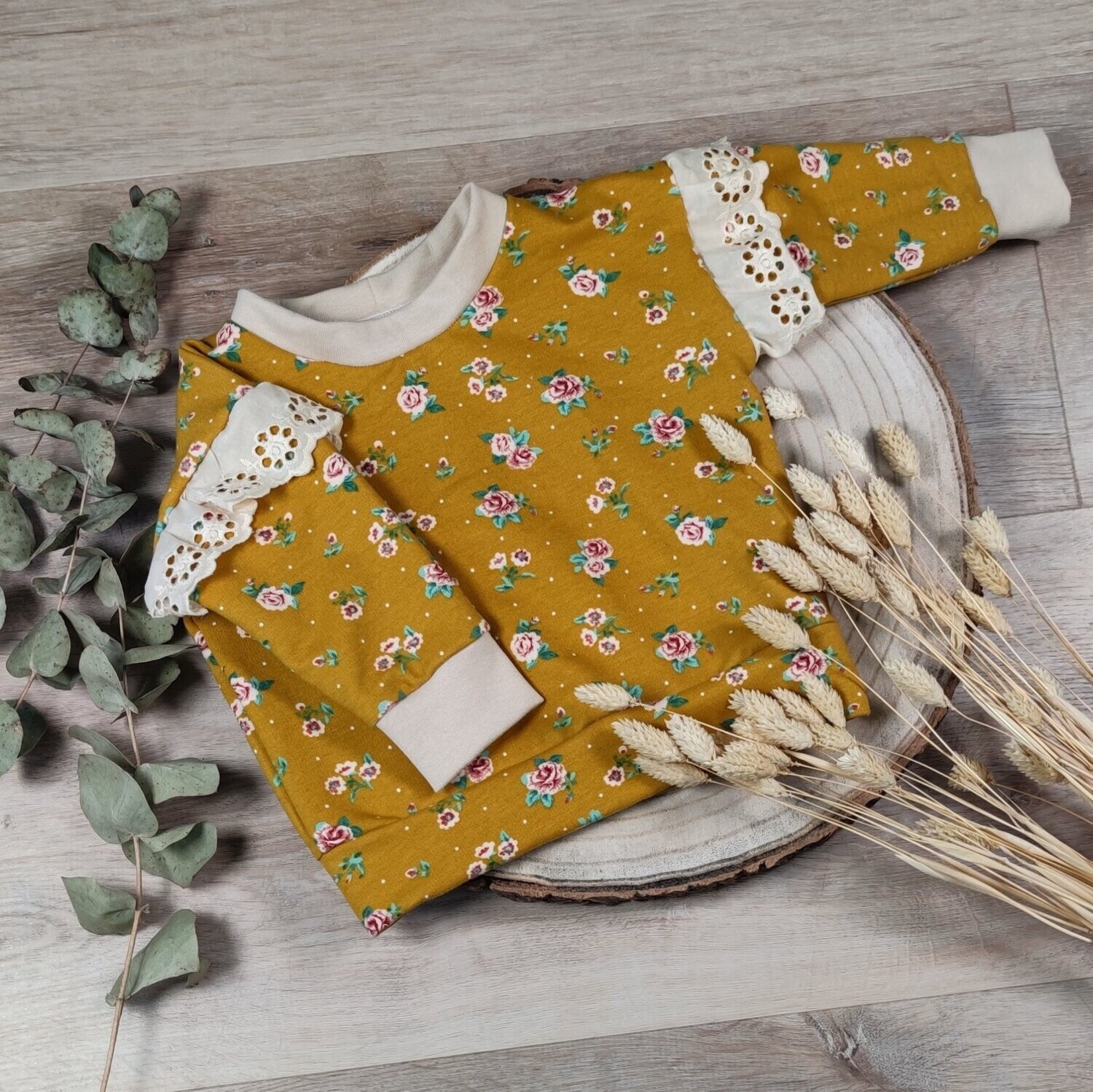 Soft Sweat Pullover mit Volant - Vintage Rose