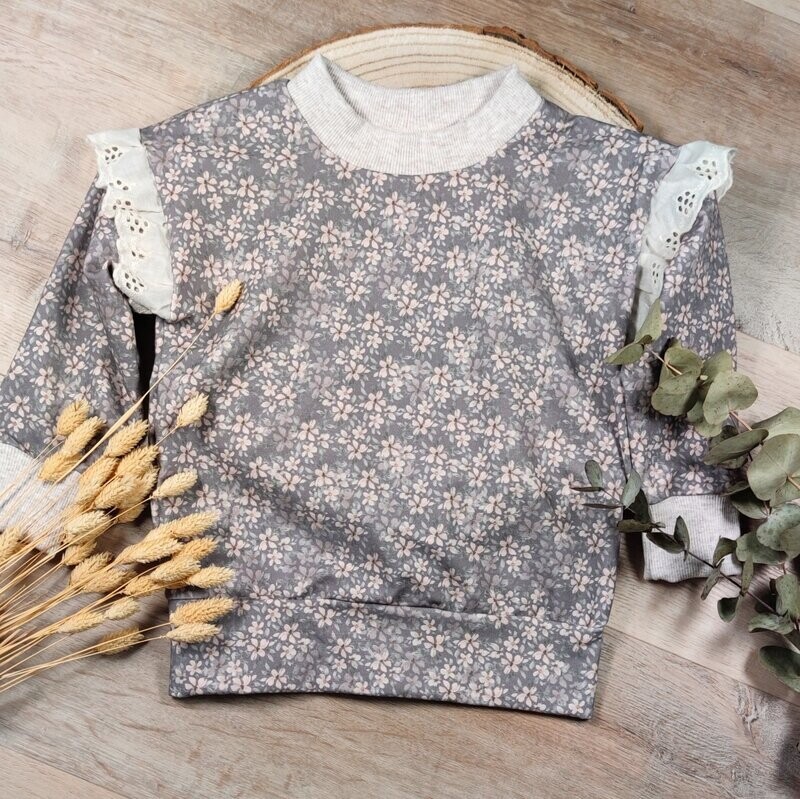 (Sofortkauf) Sweater mit Volant - Dusty Mauve Blossom - Gr. 86/92