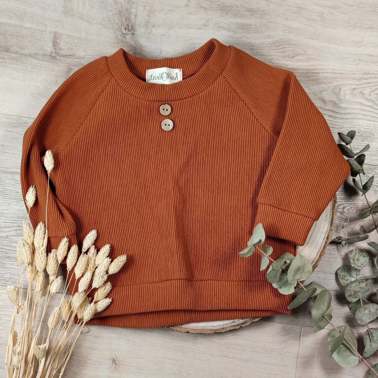 (Sofortkauf) Raglan Pullover - Rib Pullover Cognac  - Gr. 62/68