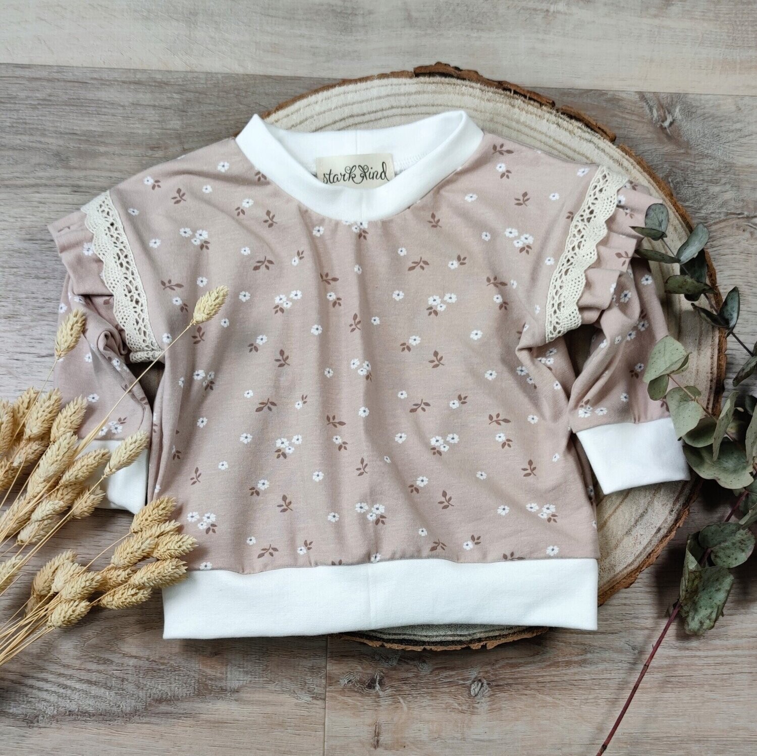 Jersey Pullover mit Volant - Little White Blossom 