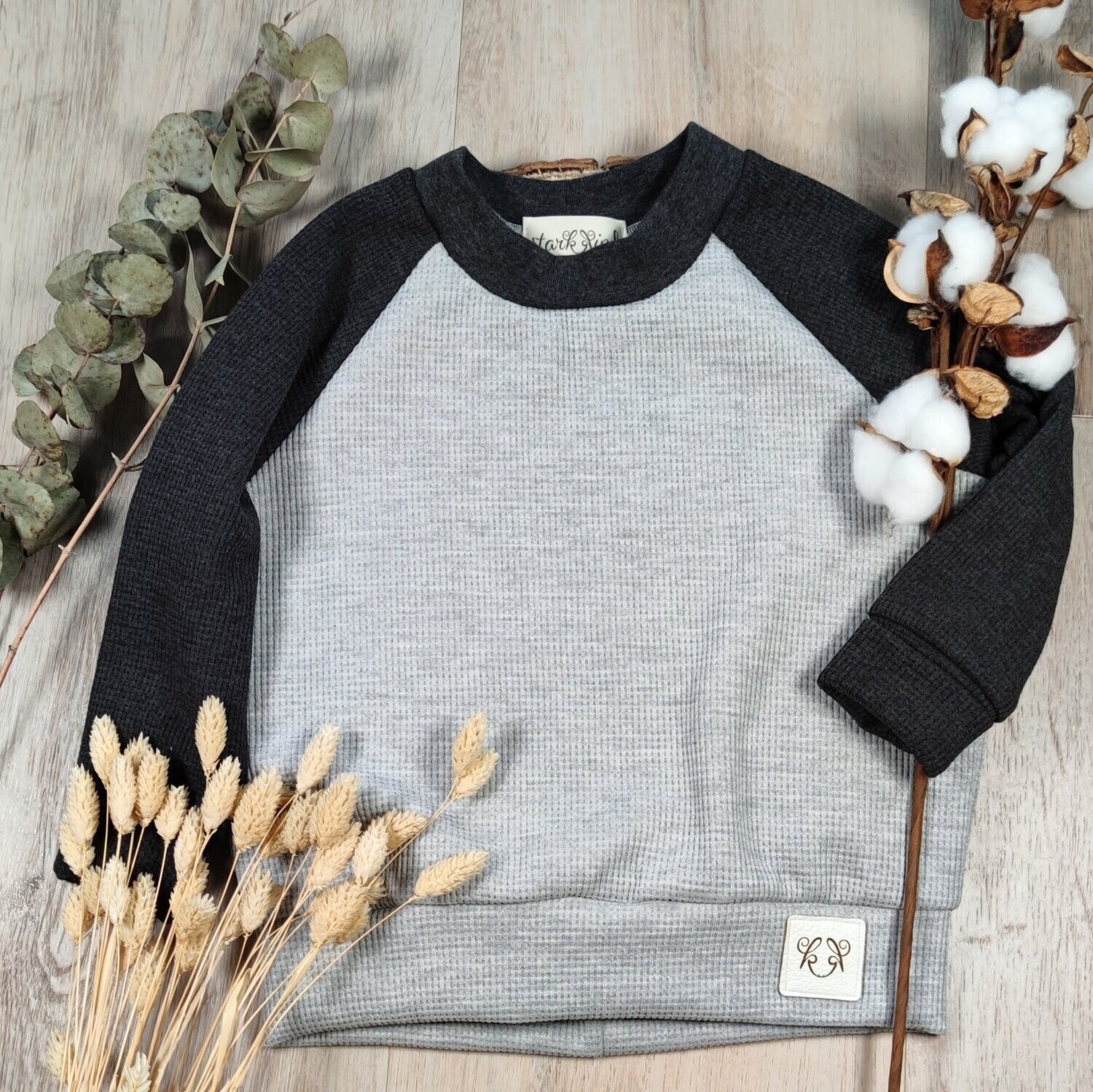 (Sofortkauf) Waffel Raglan - Anthrazit Grau - Gr. 86/92