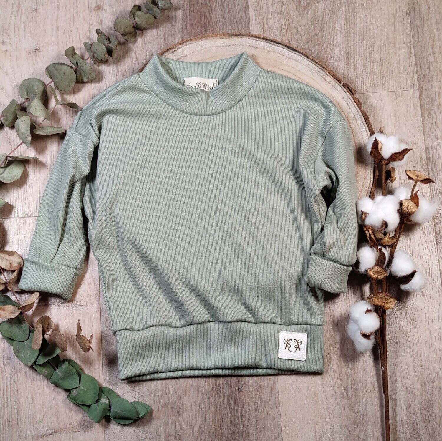 Oversized Rib Pullover - Salbeigrün