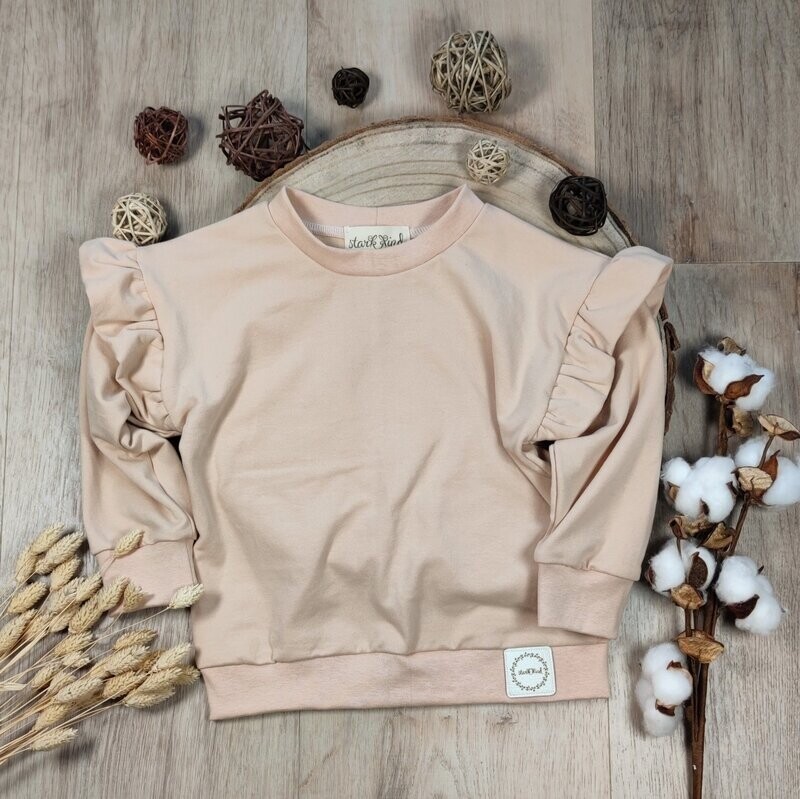 Soft Sweat Pullover mit Volant - Nude-Beige