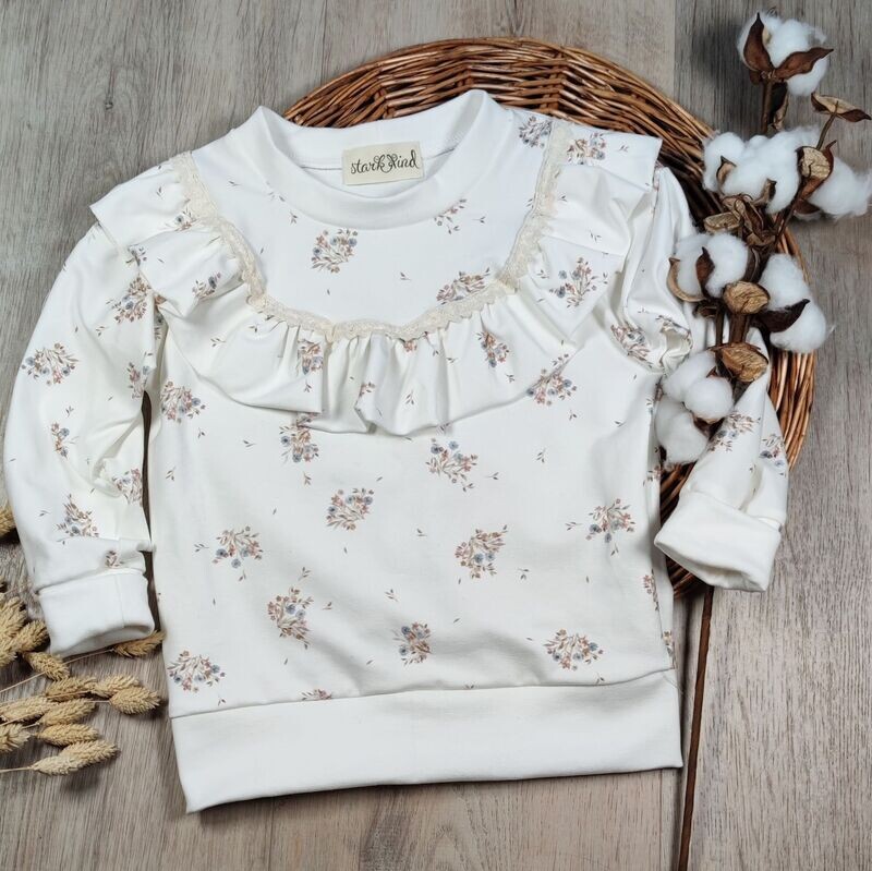 Jersey Pullover mit Rüsche - Kleiner Blumenstrauß