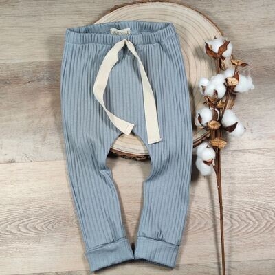 Breit-Rib Pants - Blau Grau