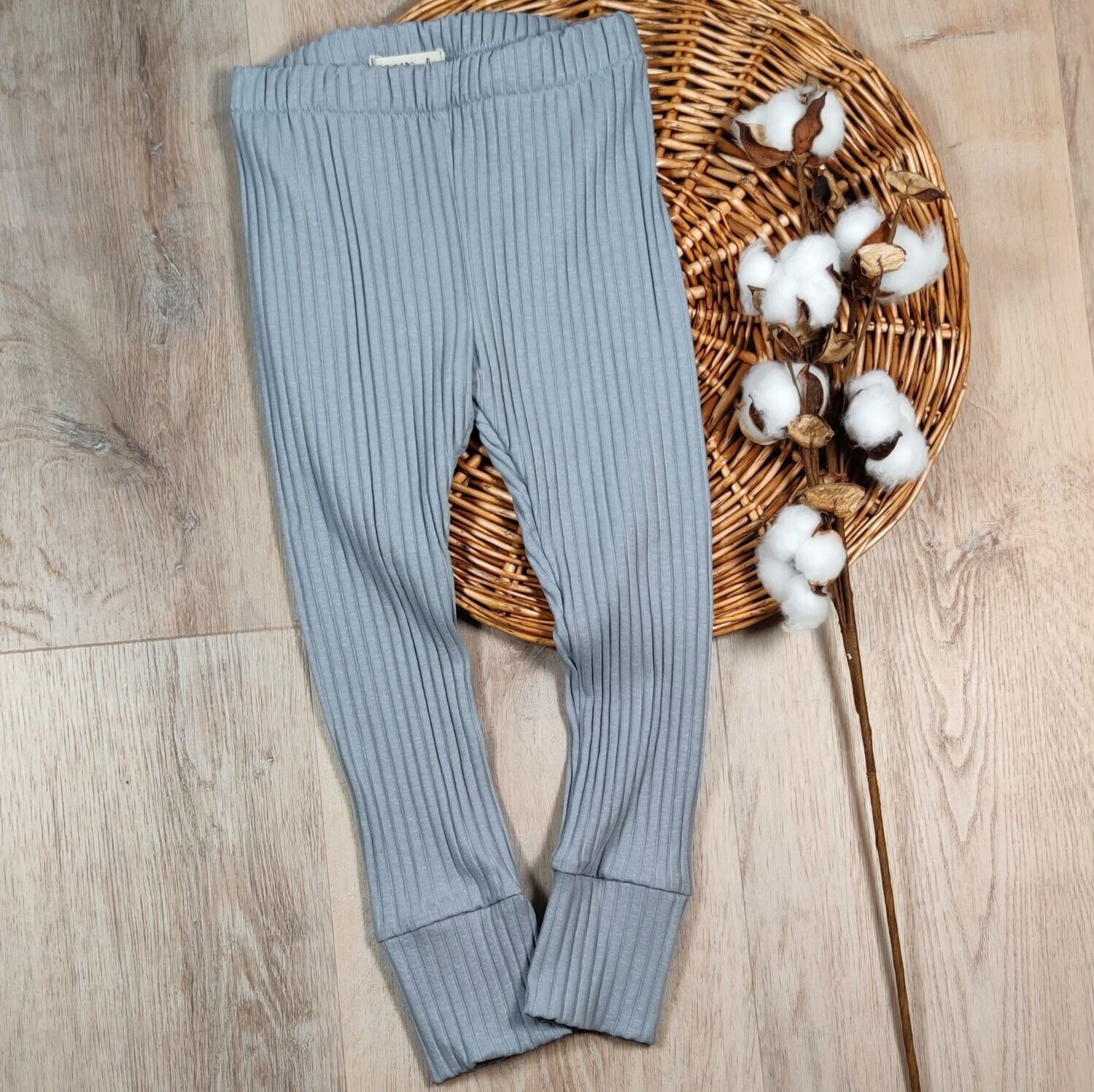 Breit-Rib Leggings - Blau Grau