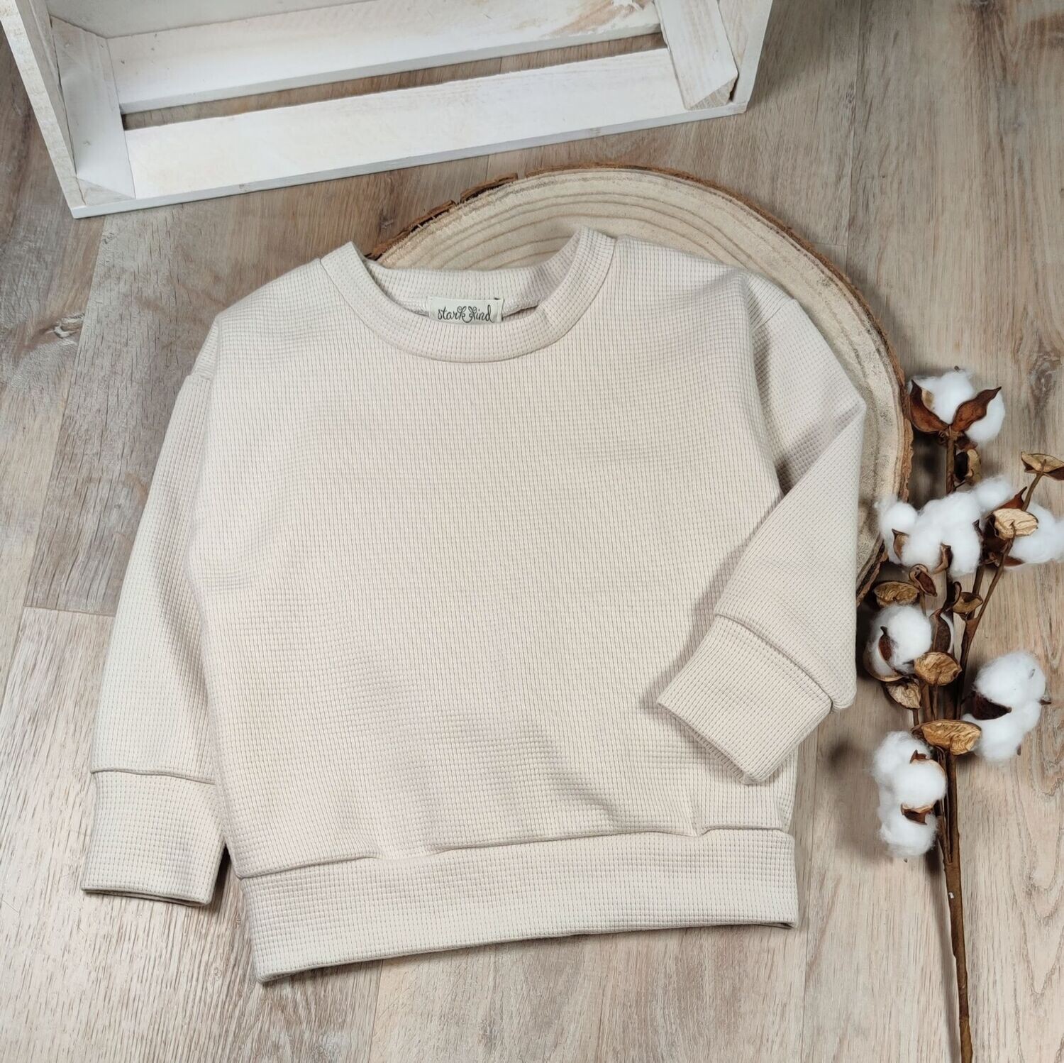 Waffelstrick Pullover - Natur