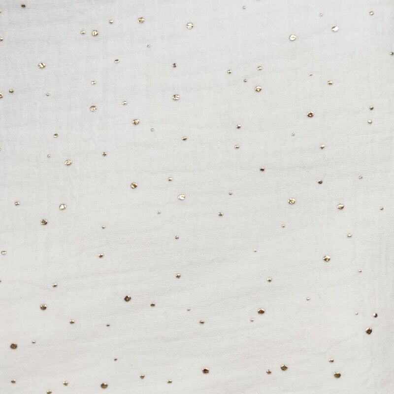 Halstuch - Musselin - Weiß mit Goldpunkten - ca. 55x55 cm