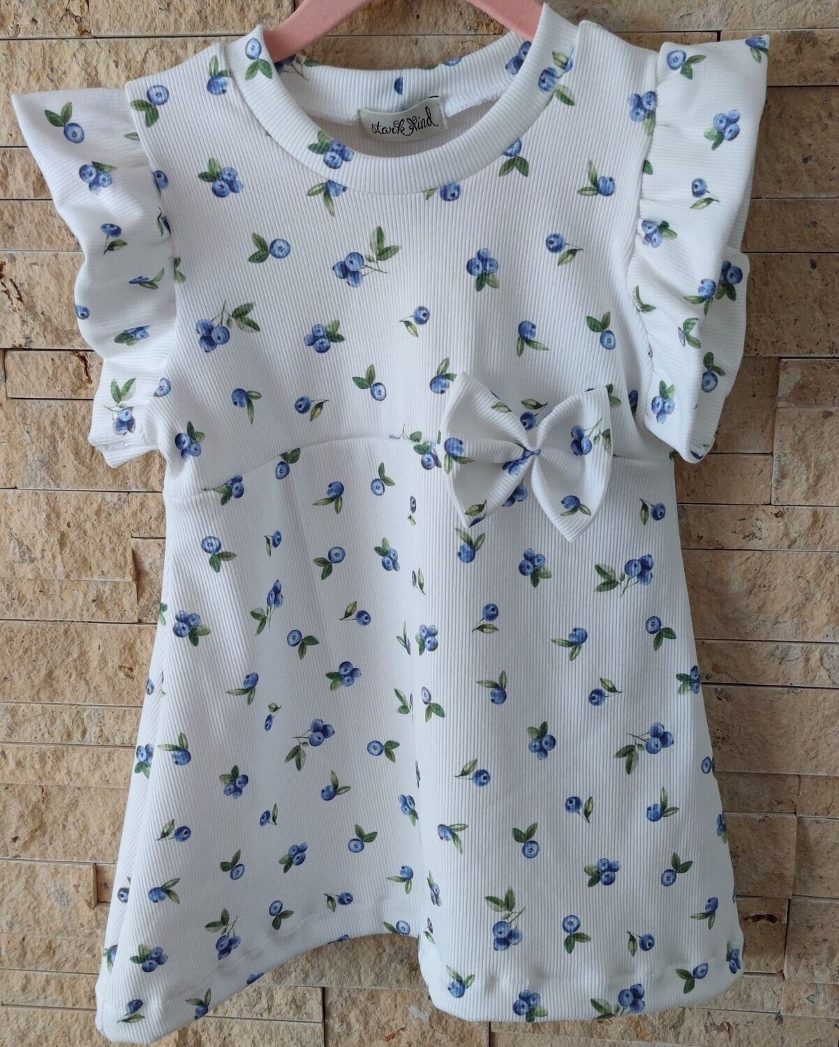 Kleid mit Volant - Rib Jersey Blueberry