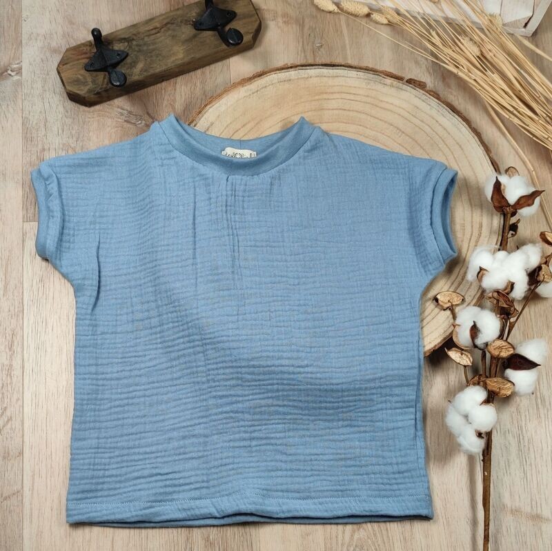 T-Shirt Musselin - Himmelsblau