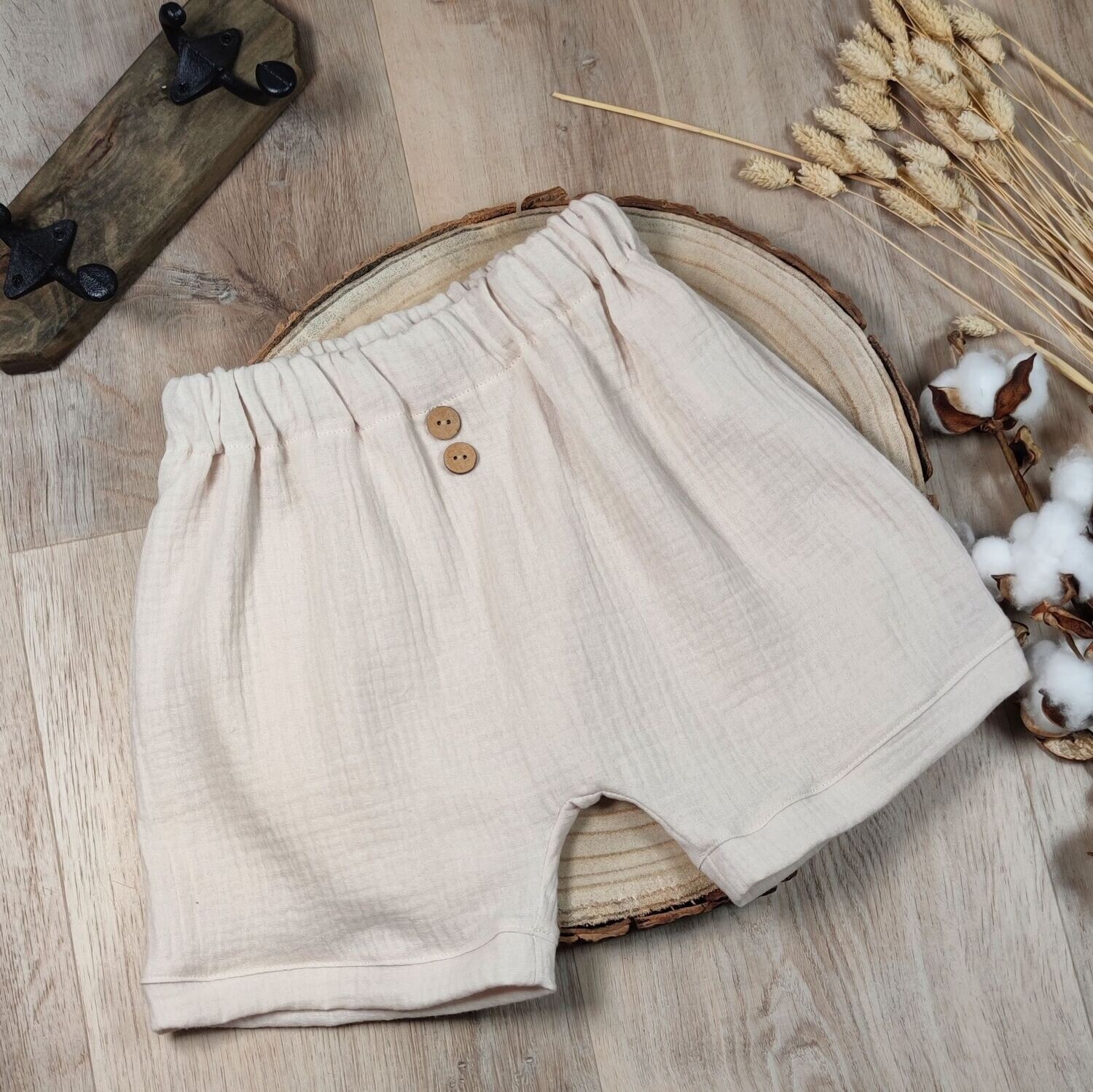 Musselin Shorts - Hellbeige