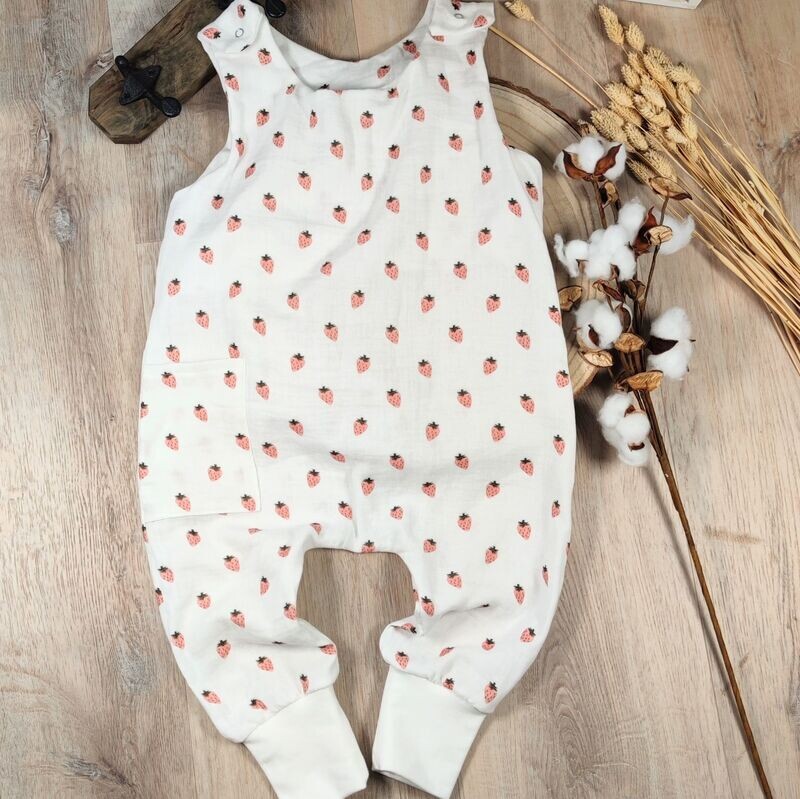 Romper - Musselin kleine Erdbeere