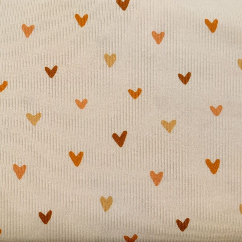 Rüschen T-Shirt - Rib Jersey Vanilla Hearts