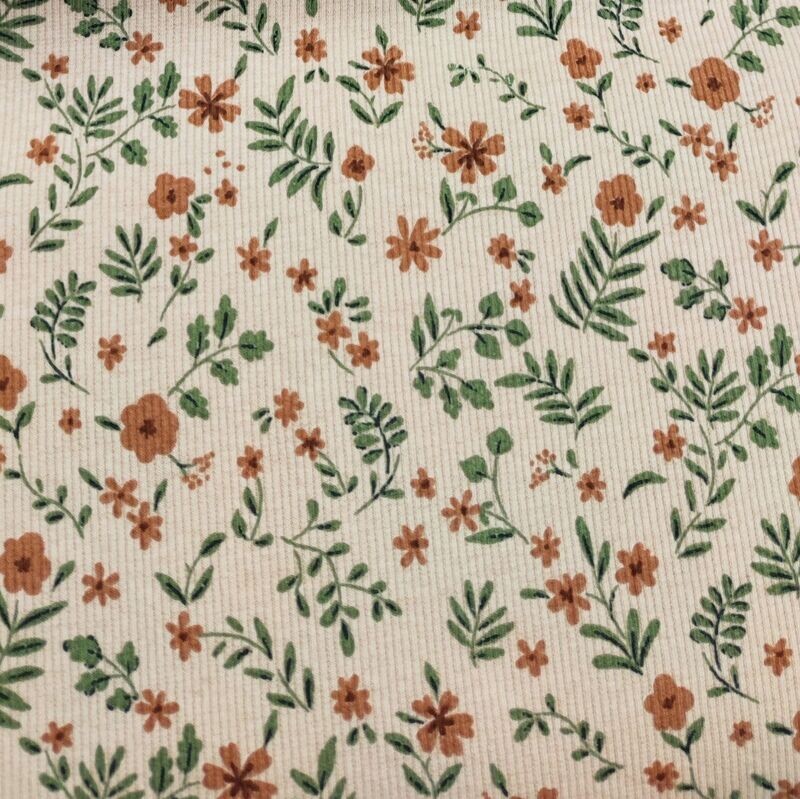 Rüschen T-Shirt - Rib Jersey Retro Bloom