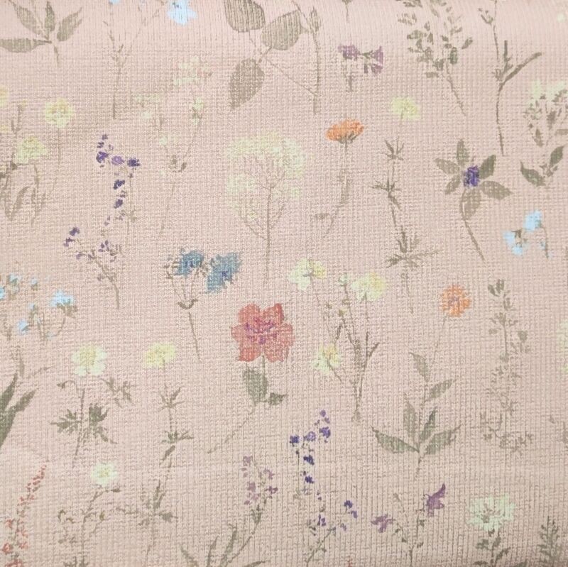 Rüschen T-Shirt - Rib Jersey Wild Flowers Peach