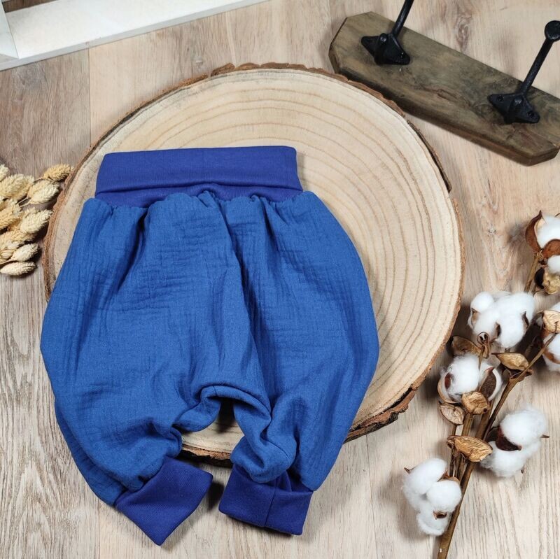 Mitwachshose Musselin - Royales Blau