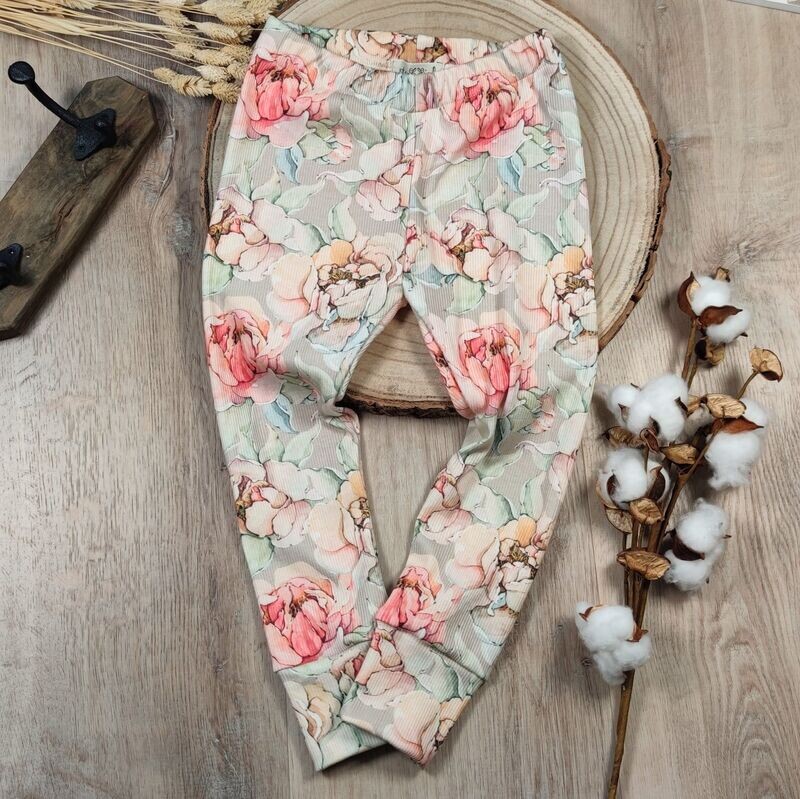 Leggings - Rib Jersey Colorful Flowers