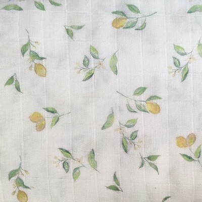 Langarm Bluse - Karo-Musselin Lemon