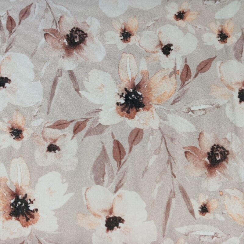 Mütze -  Aquarellblumen Light Taupe