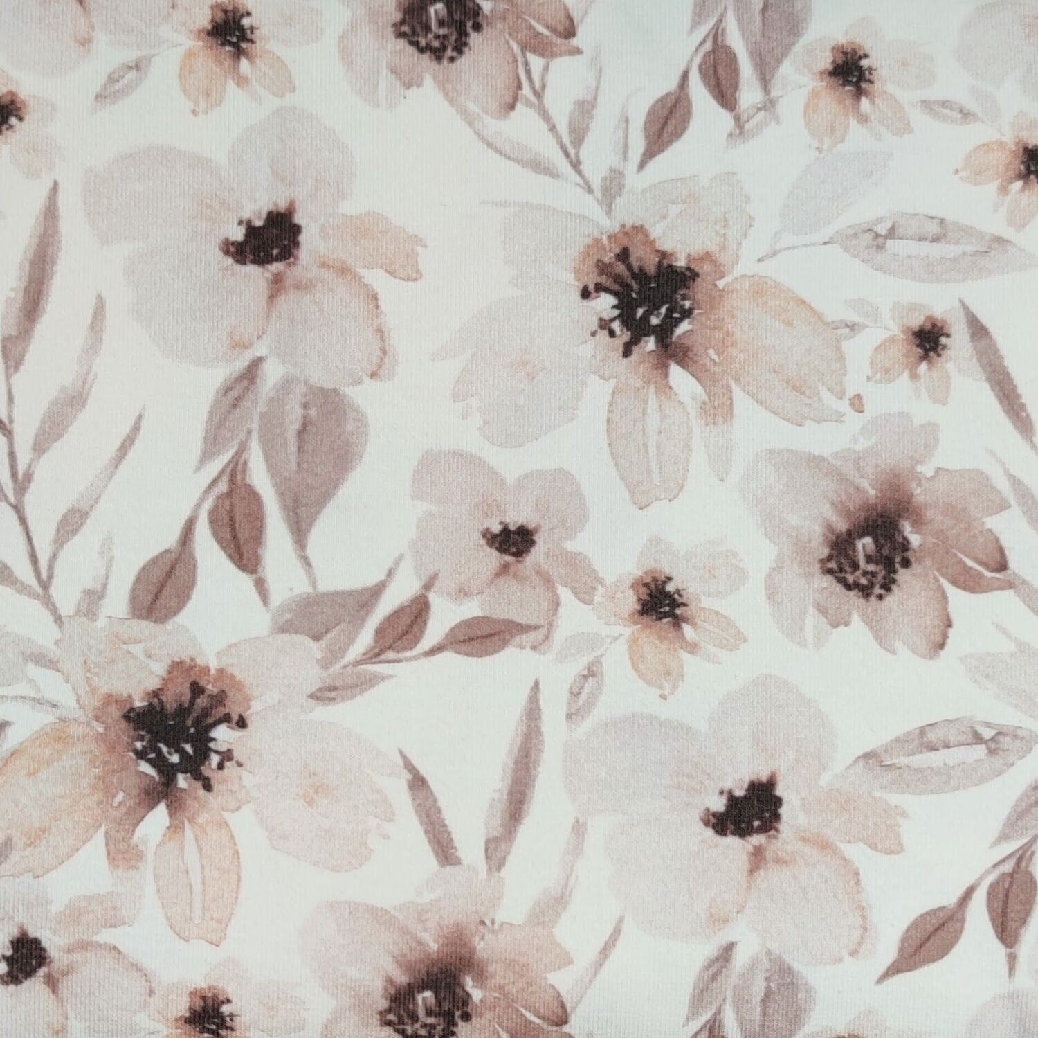 Rüschen T-Shirt - Aquarellblumen Beige