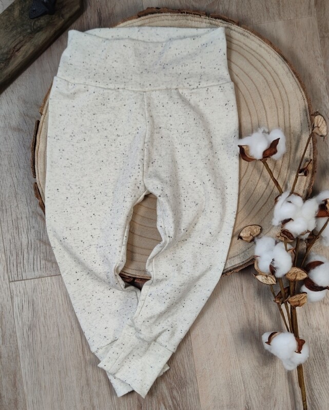 (Sofortkauf) Leggings - Konfetti Beige mit Bündchen - Gr. 74/80