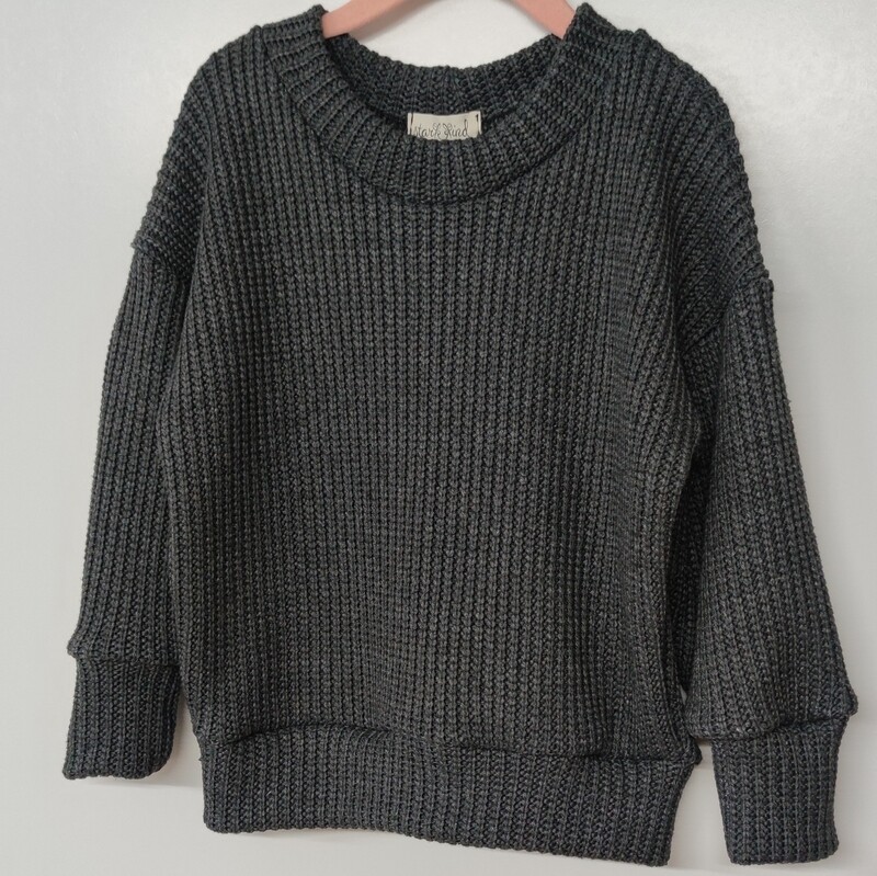 Oversized Grobstrick Pullover - Anthrazit meliert