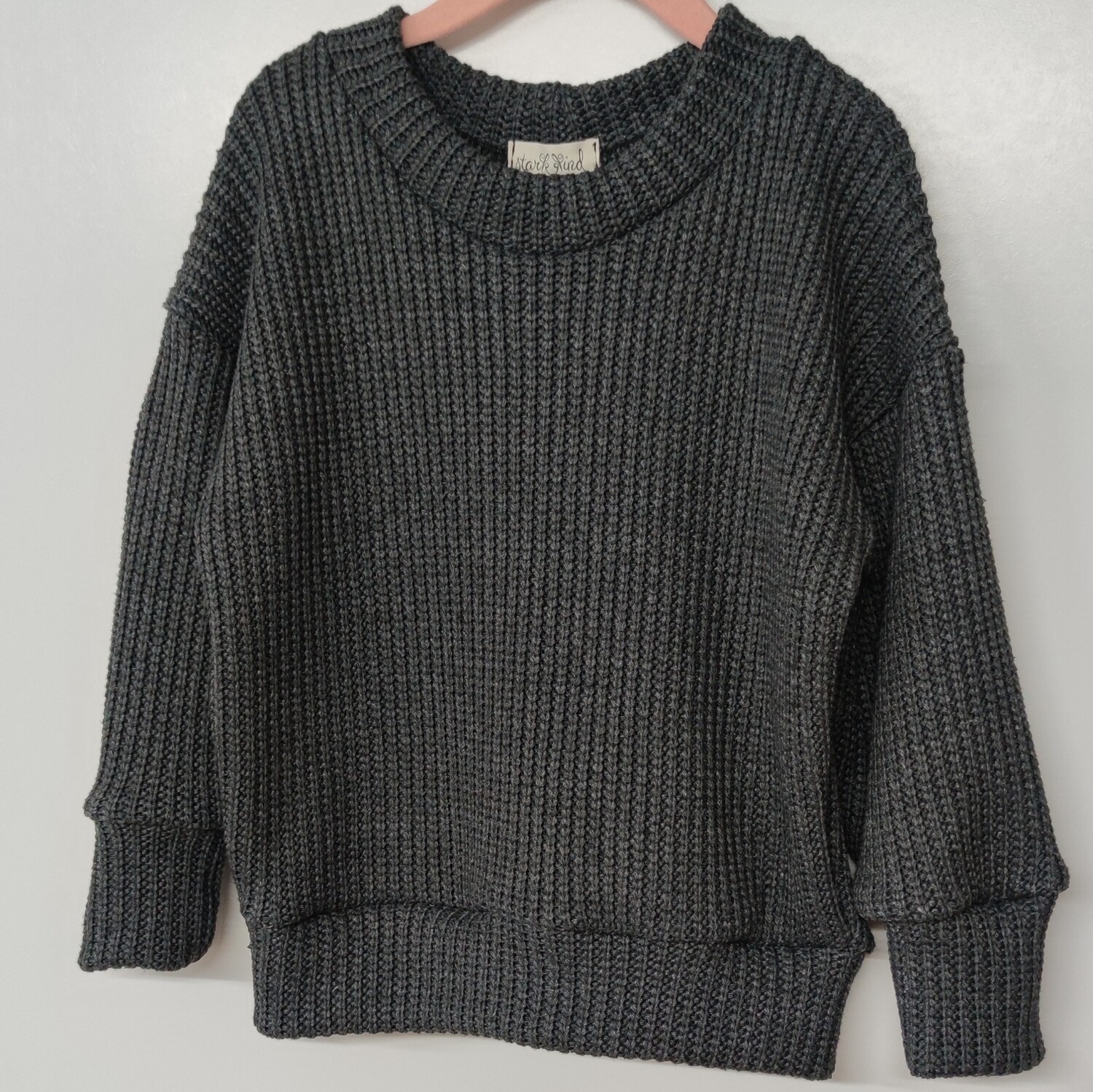 Oversized Grobstrick Pullover - Anthrazit meliert