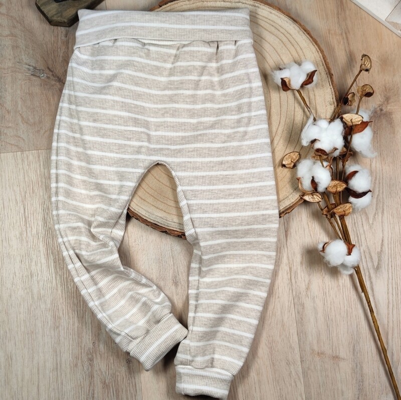 Pants - Rib Jersey Beige Stripes