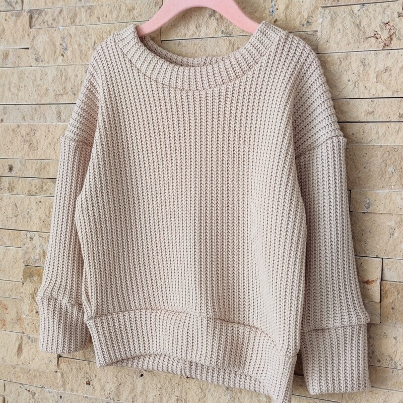 Oversized Grobstrick Pullover - helles Beige