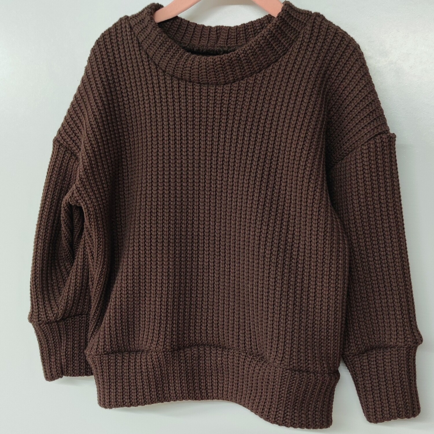 Oversized Grobstrick Pullover - Dunkelbraun 