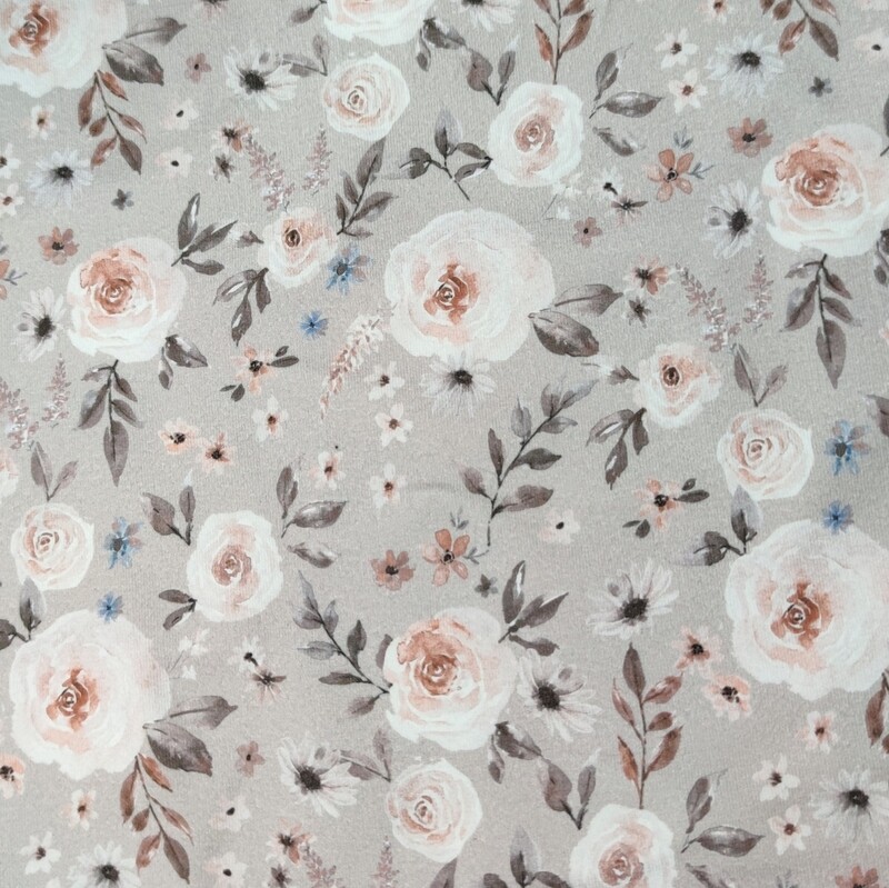 Jersey Pullover mit Rüsche - Rosengarten grau