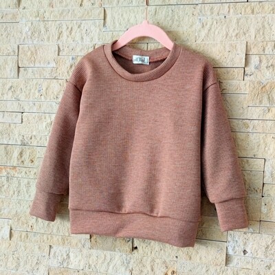 Waffelstrick Pullover - Rost meliert Waffelstrick Pullover - Rost meliert