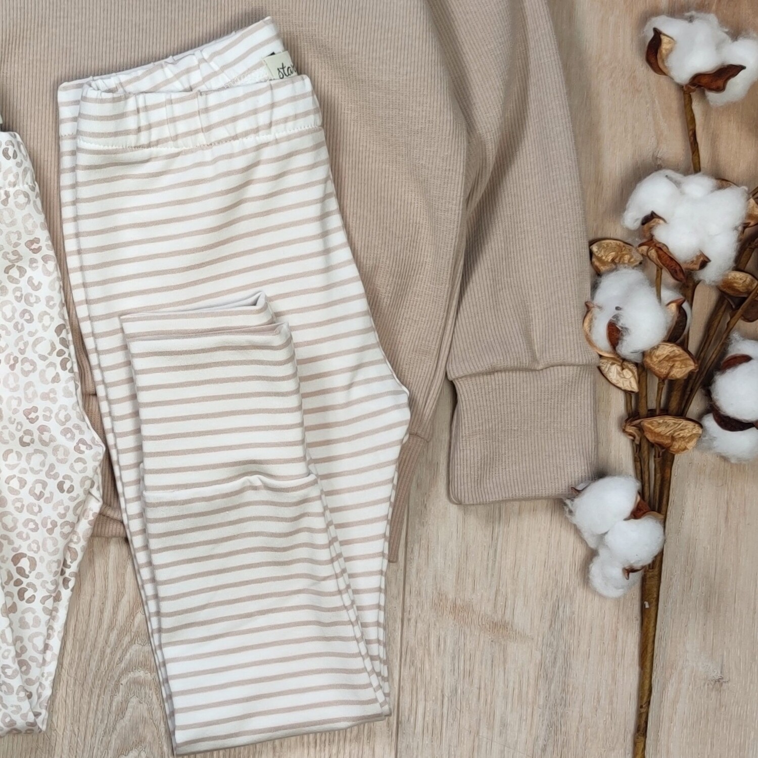 (Sofortkauf) Leggings - Streifen Beige - Gr. 86/92