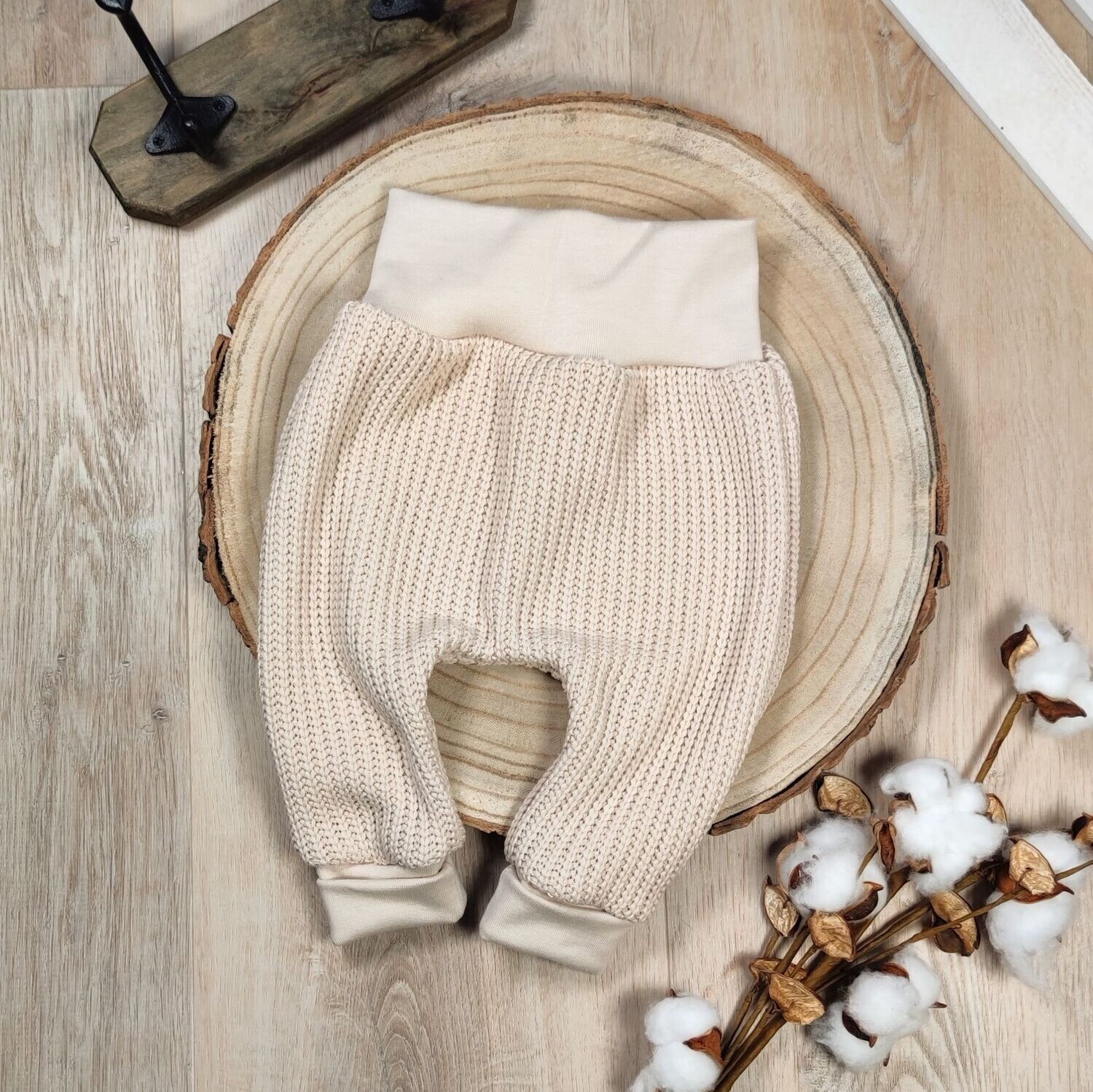 Cozy Grobstrick Pants - Hellbeige