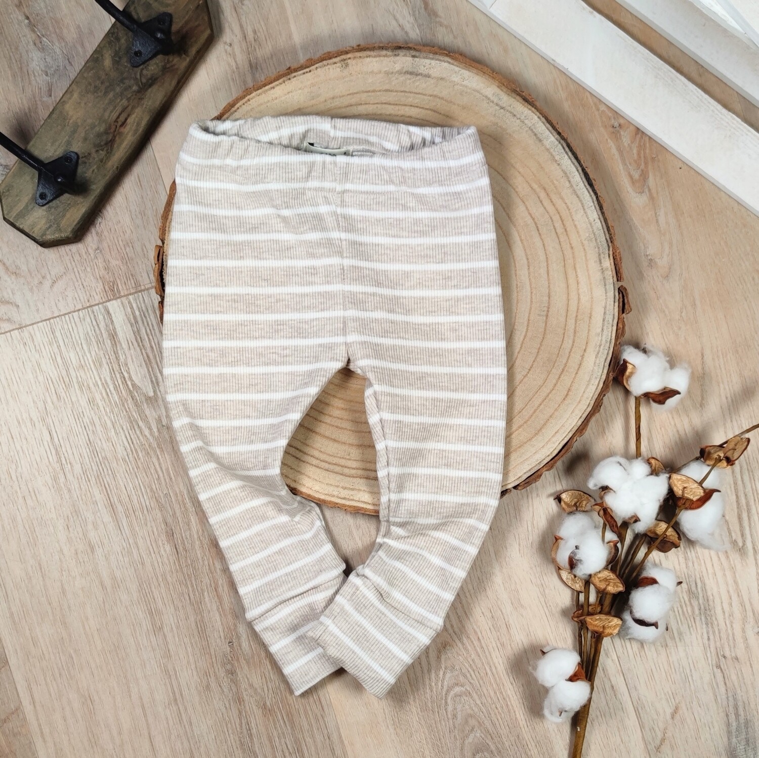 Leggings - Rib Jersey Beige Stripes