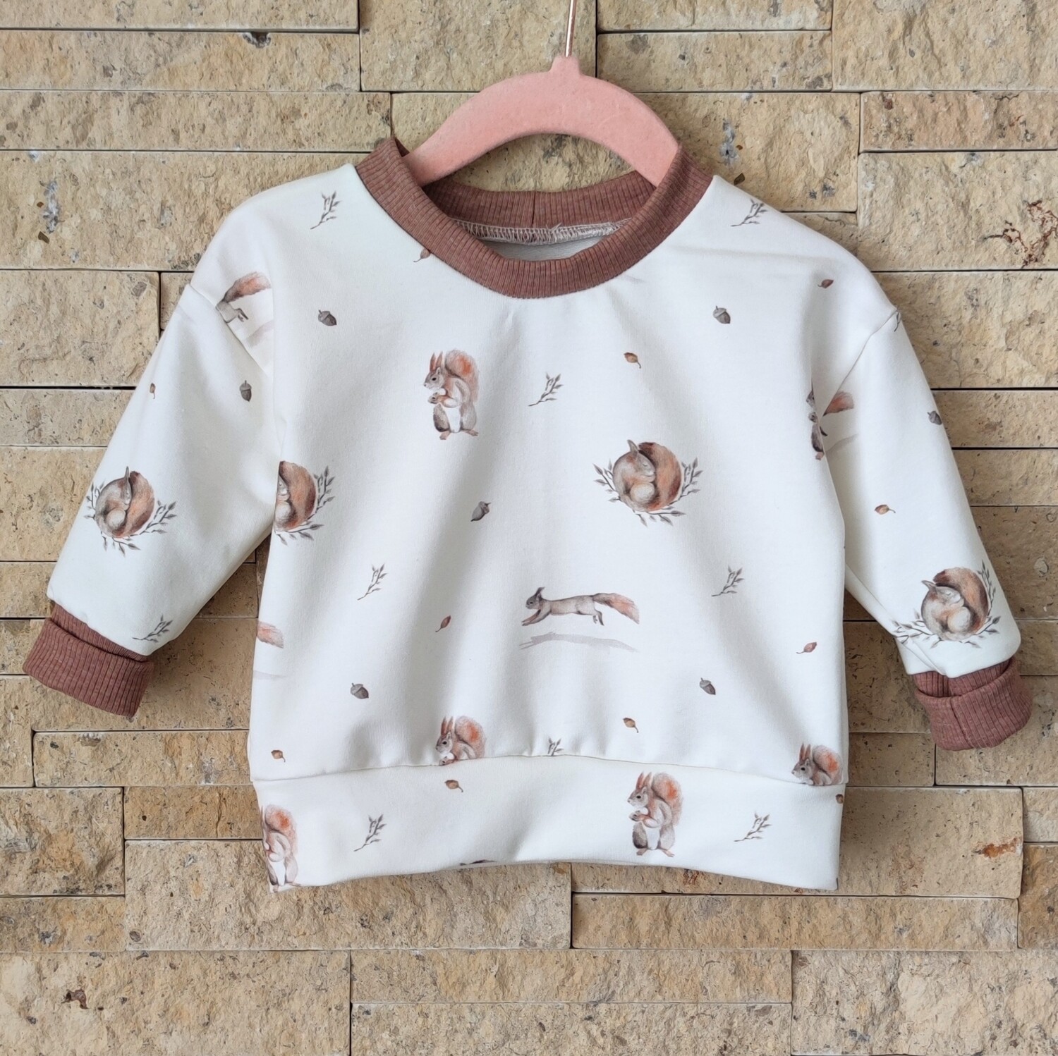 (Sofortkauf) Pullover - French Terry kleines Eichhörnchen - Gr. 86/92