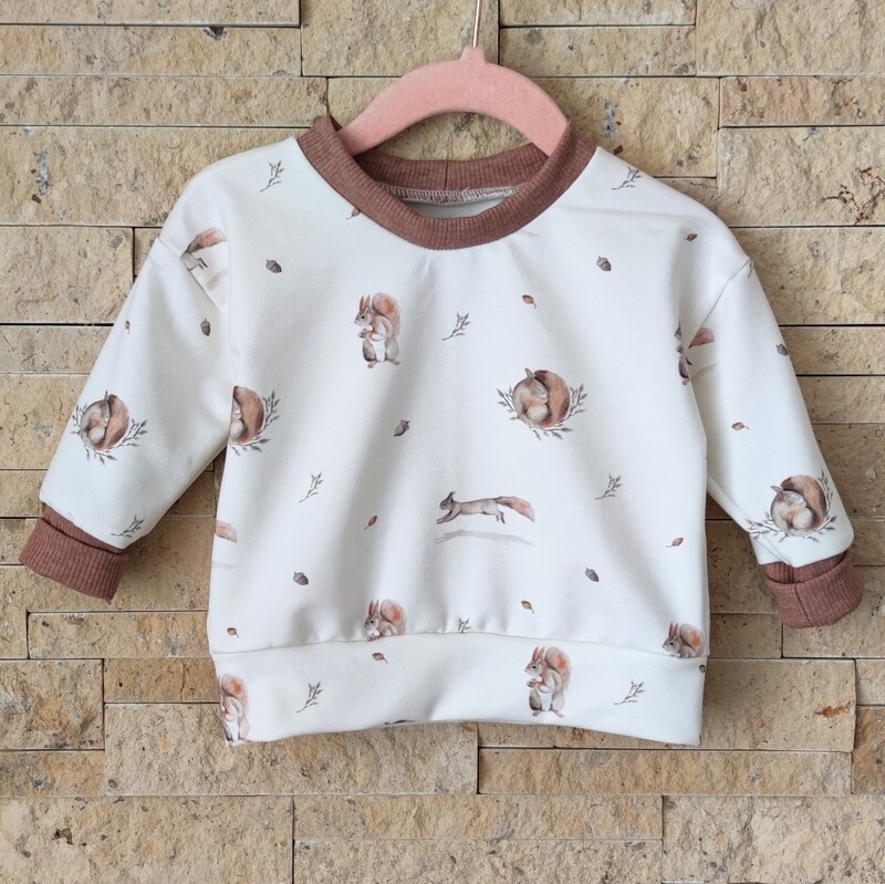 (Sofortkauf) Pullover - French Terry kleines Eichhörnchen - Gr. 86/92