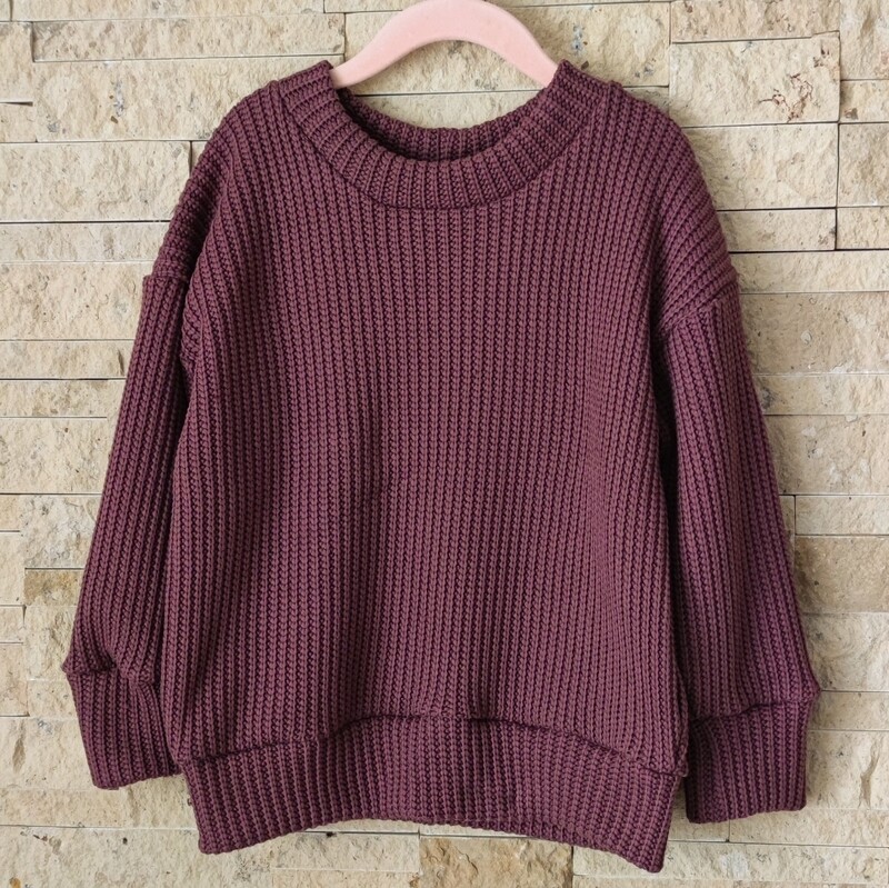 Oversized Grobstrick Pullover - Mauve