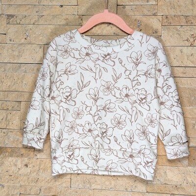 (Sofortkauf) Rib Jersey Pullover - Sketches Flowers Creme - Gr. 74/80