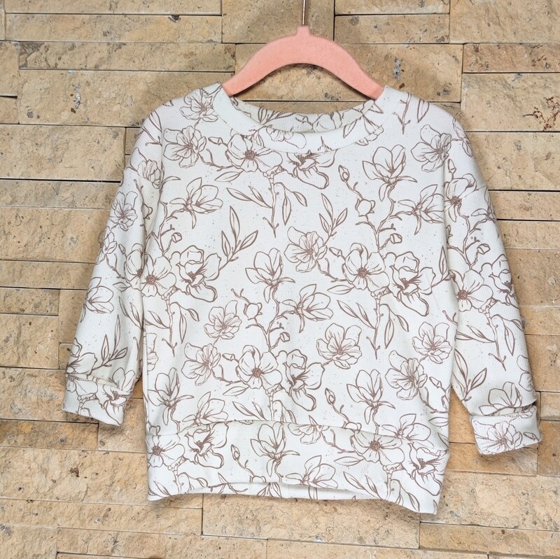 Rib Jersey Pullover - Sketches Flowers Creme 