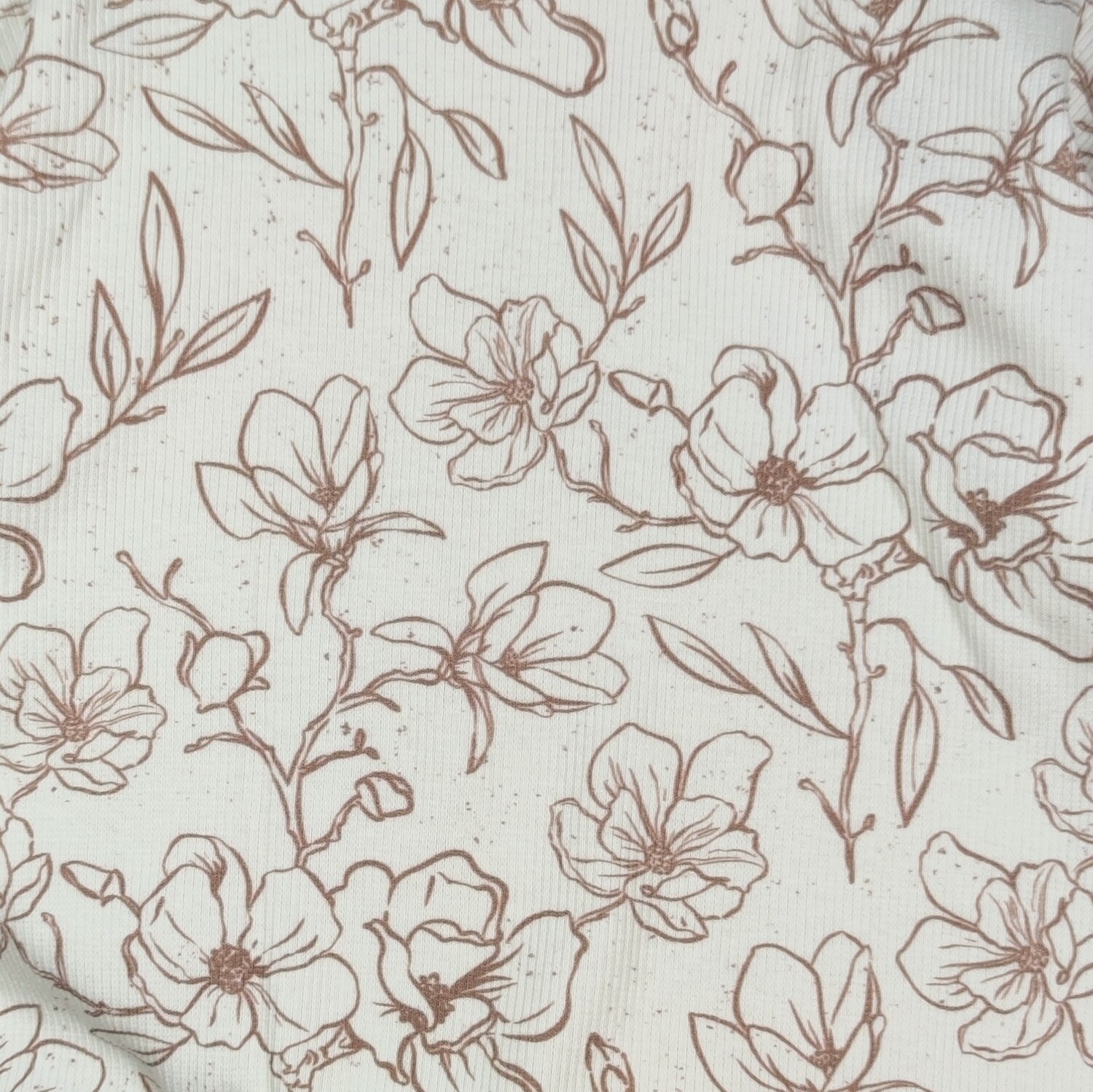 Rib Jersey Pullover mit Volant - Sketches Flowers Creme 