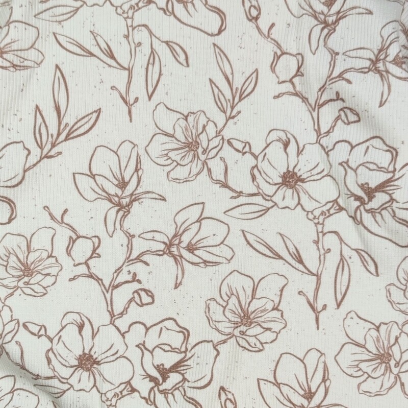 Rock - Rib Jersey Sketches Flowers Creme 