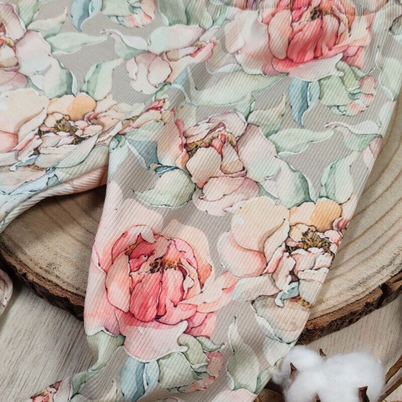 Oversized Langarm Romper - Rib Colorful Flowers