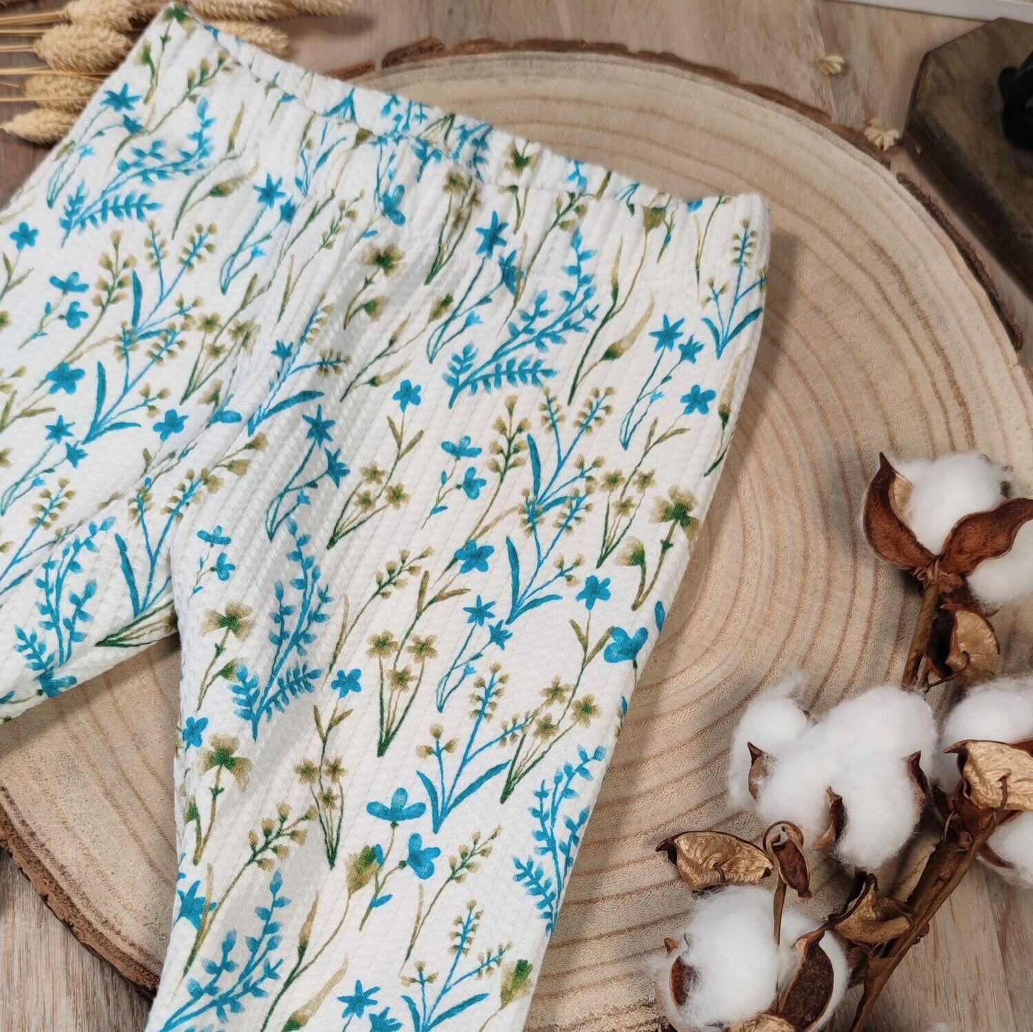 Oversized Langarm Romper - Waffel Jersey Blaue Landblüte