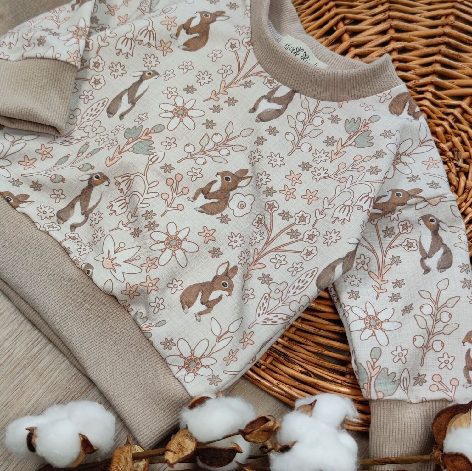 Oversized Langarm Romper - French Terry Kleines Häschen