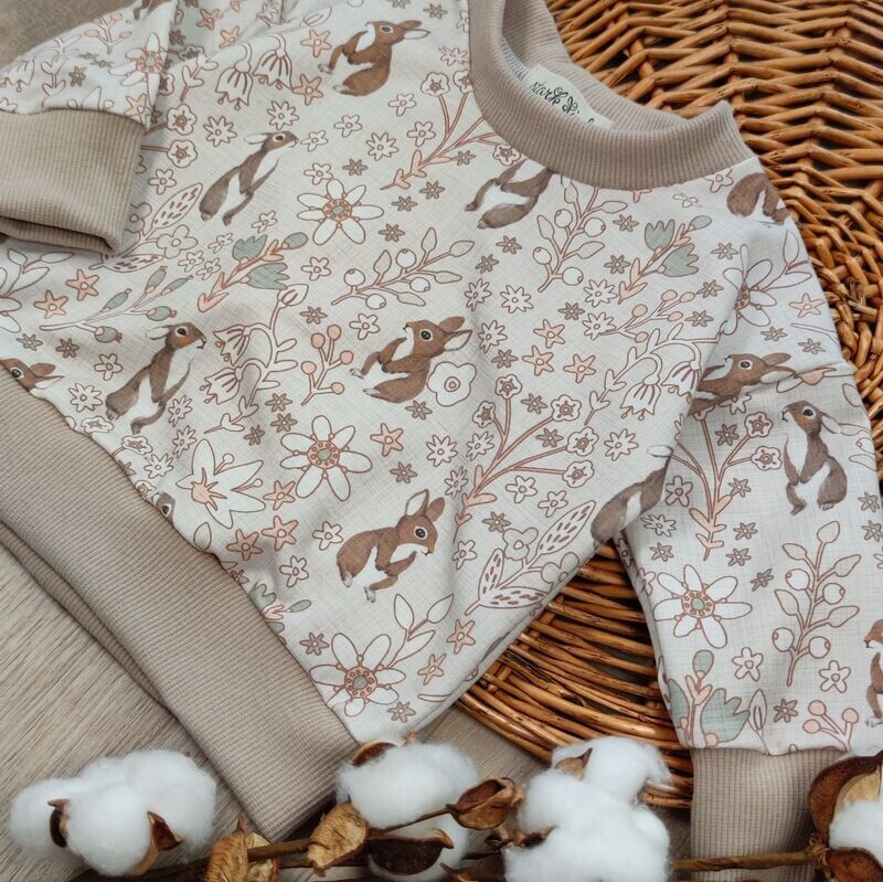 Oversized Langarm Romper - French Terry Kleines Häschen