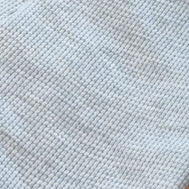 Oversized Langarm Romper - Waffelstrick Hellgrau meliert