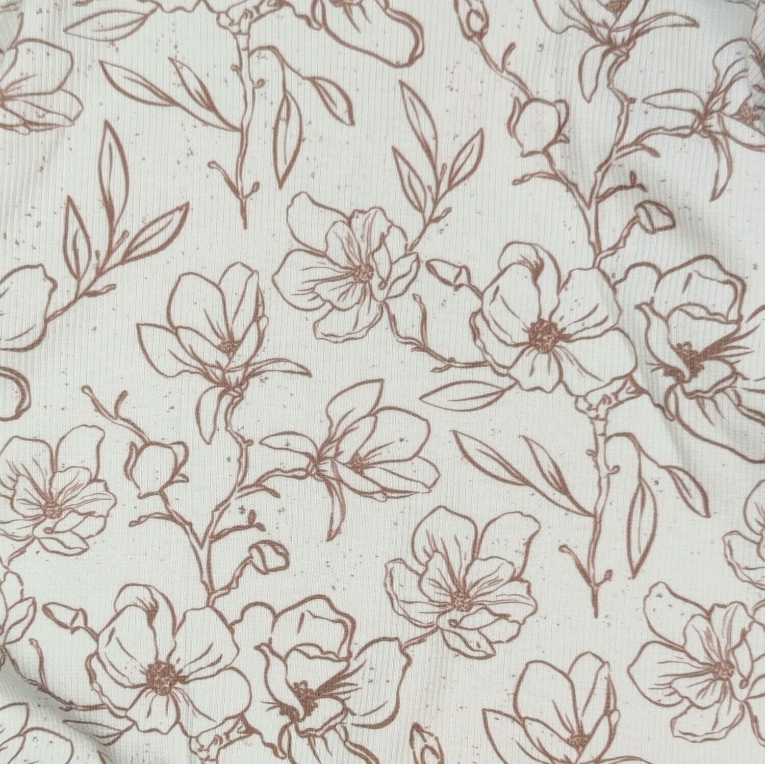 Halstuch mit Druckknöpfen - Rib Jersey - Sketches Flowers Creme
