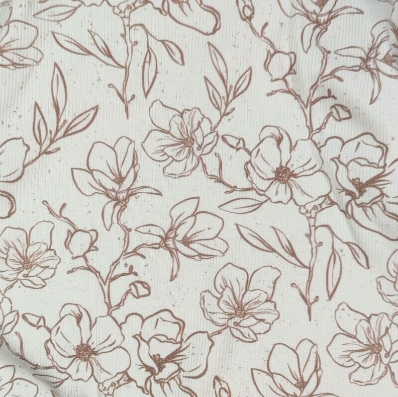 Halstuch mit Druckknöpfen - Rib Jersey - Sketches Flowers Creme
